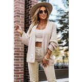 numoco basic 631-1 Stylish cardigan made of soft sweater knit - beige | shoptok.hr