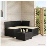 vidaXL Dvosjedni vrtni sofa s jastucima u ratan izgledu 3-sjedalo PP - Antracit Sofa + srednji + kutni s kremastim jastučićem | shoptok.hr