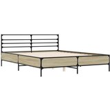  The Living Store Posteljni okvir sonoma hrast 150x200 cm inž. les in kovina - Posteljni Okvir, (21446112) | Shoptok.si