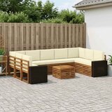  Setovi sofa 10 pcs Prirodna i krem Čvrsto drvo akacije | Eponuda.com
