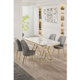 Hanah home Vals - White, Gold, Grey WhiteGoldGrey Dining Table & Chairs Set (5 Pieces) | ePonuda.com