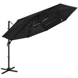  Vrtni suncobran s 4 razine i aluminijskim stupom 3 x 3 m crni | Eponuda.com