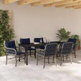  Vrtni set za objed s jastukom 7 pcs Siva i crna Ratan | shoptok.hr