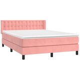  Krevet s oprugama i madracem ružičasti 140x190 cm baršunasti | shoptok.hr