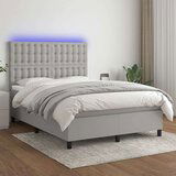  Box spring postelja z vzmetnico LED sv. siva 140x200 cm blago, (20726356) | Shoptok.si