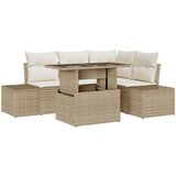 vidaXL 5-delni vrtniski sedežni set s blazinami bež barve iz poly ratana, (22065256) | Shoptok.si