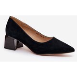 VINCEZA Suede Smooth Heels With Pointed Toes Black 66736 | Shoptok.si