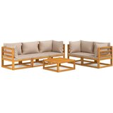  6-dijelna vrtna garnitura sa smeđesivim jastucima masivno drvo | shoptok.hr