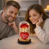 Eternal Rose in Dome with LED Lighting Red with Heart 18.5x8cm | Shoptok.si