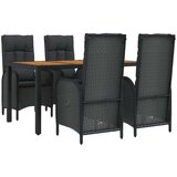  Jedilna garnitura 5-delna z blazinami črn poli ratan | Shoptok.si
