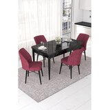 Hanah home trpezarijski set Nef, sto na razvlačenje i 4 stolice, ploča u dekoru crnog mermera, bordo tkanina Jerry | Eponuda.com