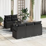 vidaXL 6-delni vrtni set sofa z blazinami črna poli ratan | Shoptok.si