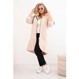 Kesi Włoski Elegant Plus Size women's coat with a collar and large pockets fango | Shoptok.si