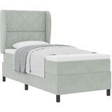 vidaXL Postelja z vzmetnico Svetlo siva 90x190 cm Žamet | Shoptok.si