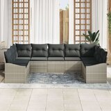 vidaXL Vrtni kavč Set Set 9 Temno siva blazina, svetlo rjava ratan | Shoptok.si