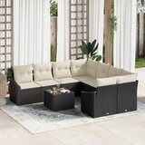 vidaXL 9-delni vrtni sofa set z blazinami črna poli ratan Cene