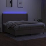  box spring s madracem LED smeđesivi 200x200 cm tkanina | shoptok.hr