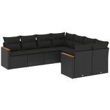 Maison Chic Seti vrtnega pohištva - Vrtna garnitura - Vrtni pohištvo set 8-delna z blazinami črn poli ratan, (21799301) | Shoptok.si