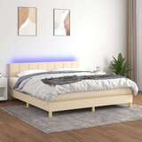  Box spring postelja z vzmetnico LED krem 180x200 cm blago Cene