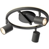 QAZQA Črna stropna točkovna svetilka GU10 50 mm 3-lučna okrogla z ozadjem - Back Up | Shoptok.si