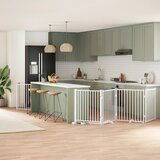 vidaXL Ograda za pse z vrati zložljiva 8 panelov bela 640 cm les | Shoptok.si