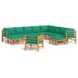 The Living Store Vrtna sedežna garnitura 12-delna z zelenimi blazinami bambus - Vrtna Sedežna Garnitura, (21421737) | Shoptok.si