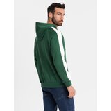 Ombre Unzipped men's hooded sweatshirt with piping - dark green | ePonuda.com