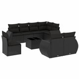  9-dijelni set vrtnih sofa s jastucima crni od poliratana | shoptok.hr