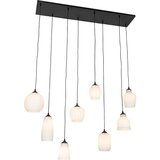 QAZQA Art deco viseča svetilka črna z opalnim steklom 8-light - Hanne | Shoptok.si