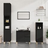 vidaXL Kopalniška omarica črna 30x30x100 cm inženirski les | Shoptok.si