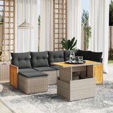 The Living Store Vrtna sedežna garnitura 7-delna z blazinami siv poli ratan - Vrtna Sedežna Garniture, (21478931) | Shoptok.si
