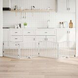 vidaXL Ograda za pse z vrati zložljiva 4 paneli bela 320 cm topolovina | Shoptok.si