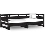  Dnevni ležaj na izvlačenje crni 2x (80x200) cm masivna borovina | Eponuda.com