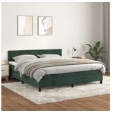  Box spring postelja z vzmetnico temno zelena 160x200 cm žamet | Shoptok.si
