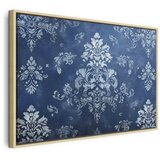  Slika - Retro Ornament Decorative Motif in Worn Blues 90x60 U prirodnom drvenom okviru | shoptok.hr