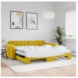 vidaXL Izvlečna dnevna postelja z vzmetnicami rumena 100x200 | Shoptok.si