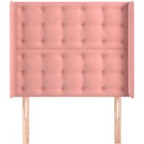  Vzglavje z ušesi roza 93x16x118/128 cm žamet | Shoptok.si