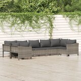 The Living Store Vrtna sedežna garnitura 7-delna z blazinami siv poli ratan - Vrtna Sedežna Garnitura, (21466419) | Shoptok.si
