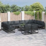  Sjedeća garnitura za vrt s jastukom 13 pcs Crna Aluminij | shoptok.hr