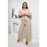 Kesi Set of blouse with trousers in beige color Cene
