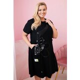 Kesi Włoski Plus Size women's dress with pockets and decorative belt black | Shoptok.si