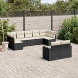 vidaXL 9-dijelni set vrtnih sofa s jastucima crni od poliratana | shoptok.hr