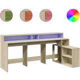 Maison Chic Pisalna miza - pisarniška miza - Računalniška miza z LED lučkami sonoma hrast 200x104x91 cm inž. les, (21785146) Cene