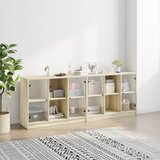 Regal za knjige s vratima boja hrasta 204 x 37 x 75 cm drveni Smeđa | Shoptok.si