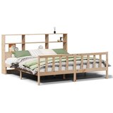vidaXL Knjižna postelja brez vzmetnice 200x200 cm trdna borovina | Shoptok.si