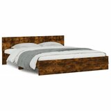 Maison Chic Posteljni okvir - Dvoposteljna postelja - Zakonska postelja z vzglavjem dimljen hrast 180x200 cm-J5913, (21765163) | Shoptok.si
