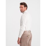 Ombre Men's knitted fitted turtleneck with viscose - ecru | shoptok.hr