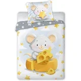 posteljnina 2-delna Cuddles miška grey/yellow