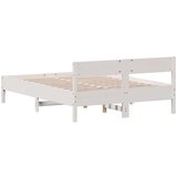 vidaXL Okvir za krevet s uzglavljem bijeli 135 x 190 cm od borovine | shoptok.hr