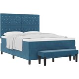Box Spring Krevet s madracem i klupom Tamnoplavi 140x190 cm Baršun | shoptok.hr